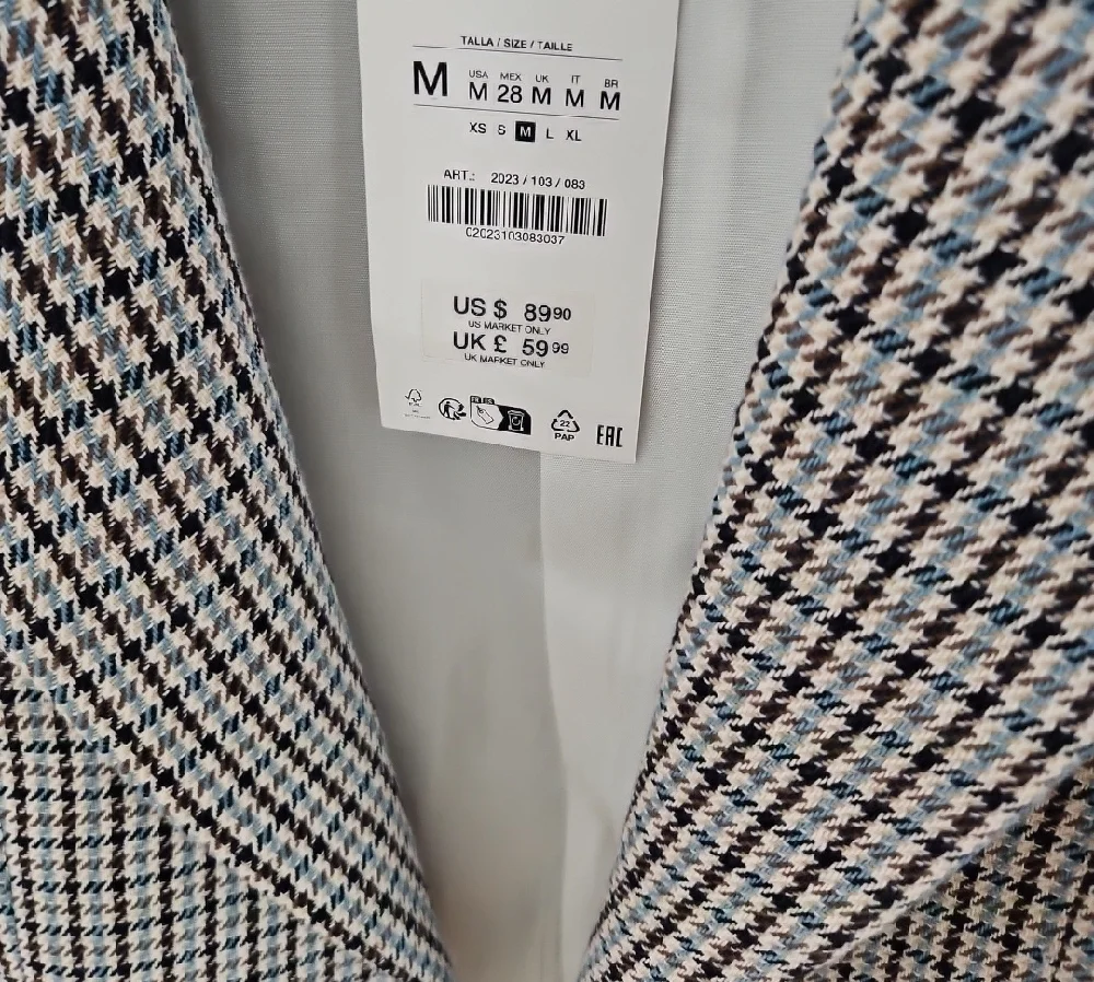 Zara Black and White Checkered Blazer - Picture 2 of 4